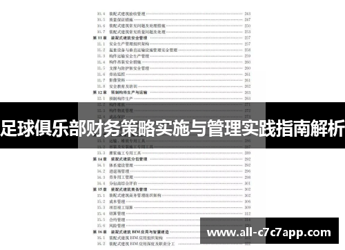 足球俱乐部财务策略实施与管理实践指南解析 足球俱乐部财务策略实施与管理实践指南解析